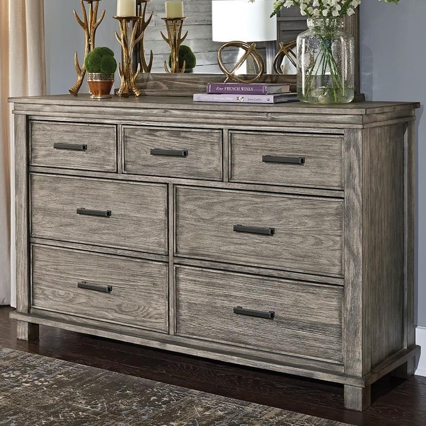 AA Glacier Point Transitional Solid Wood 7 Drawer Dresser With Felt